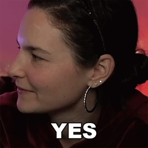 Close Up Of Woman Face With Yes Above GIF