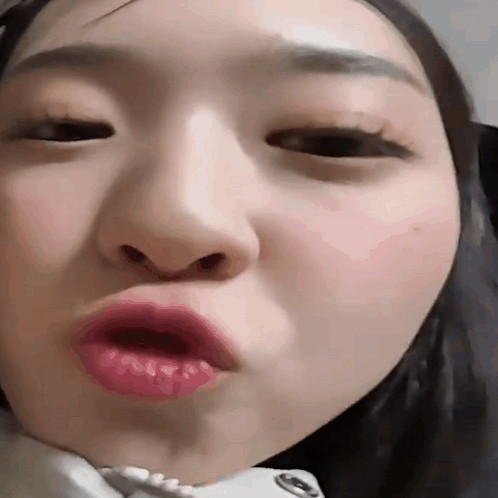 Close Up Of Woman Making Funny Face With Mouth Open GIF