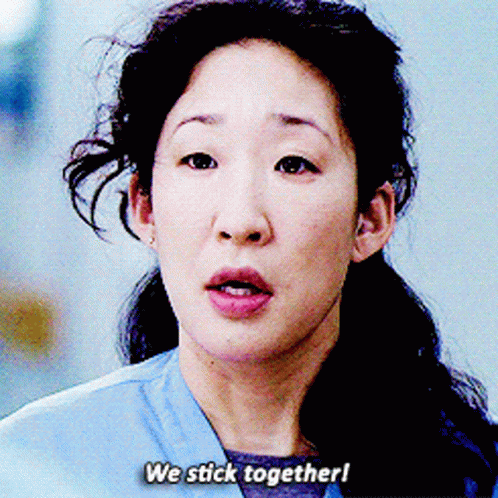Close Up Of Woman's Face With Caption We Stick Together GIF