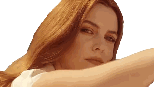 Close Up Of Woman's Face With Long Red Hair Sticker