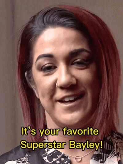 Close Up Of Woman With It's Your Favorite Superstar Bayley GIF