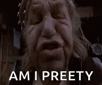 Close Up Old Woman Face Saying Am I Preety GIF
