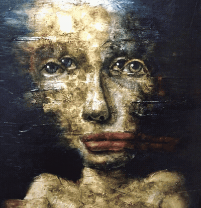 Close Up Painting Of Face With Red Lip GIF