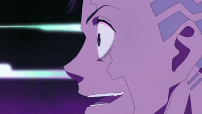 Close Up Person Face Purple Blue Background GIF