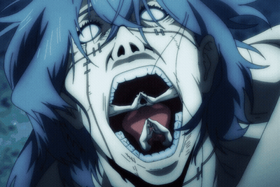 Close Up Person Face With Mouth Open White Eyes GIF