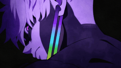 Close Up Purple Hair With Rainbow Stripe