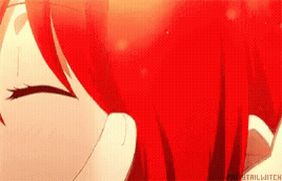 Close Up Red Haired Anime Character Fairytailwitch GIF