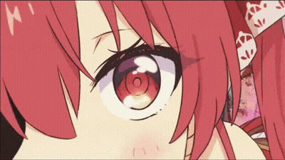 Close Up Red Haired Anime Girl Eyes With Circle GIF