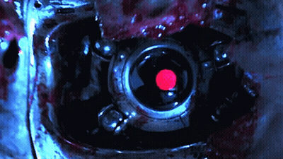 Close Up Robot Eye With Red Light GIF