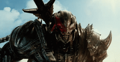 Close Up Robot With Blood On Face GIF