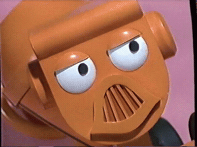 Close Up Serious Robot Face GIF