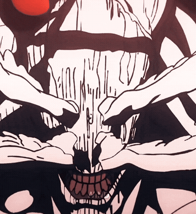 Close Up Skull Drawing With Large Mouth GIF