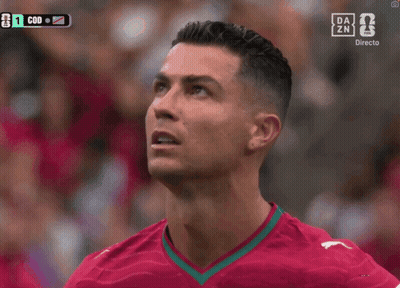 Close Up Soccer Player Face With DAZN Logo GIF
