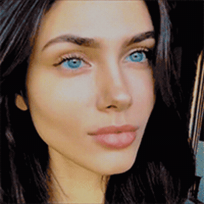 Close Up Woman Blue Eyes Brown Hair GIF