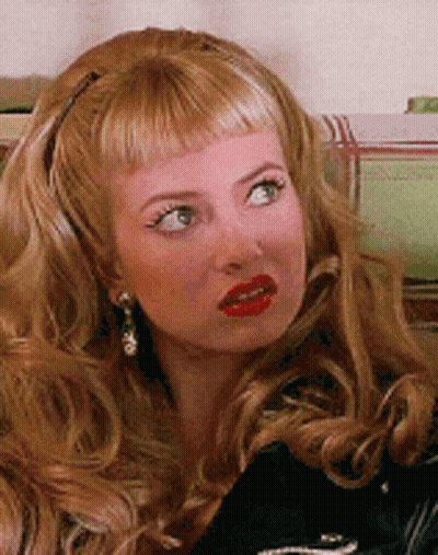 Close Up Woman Face Blonde Hair Red Lips GIF