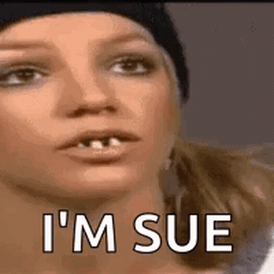 Close Up Woman Face Saying I'm Sue GIF