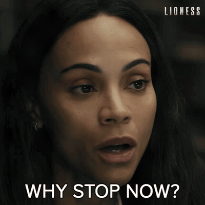 Close Up Woman Face Saying Why Stop Now GIF