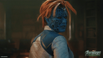 Close Up Woman Face With Avengers GIF