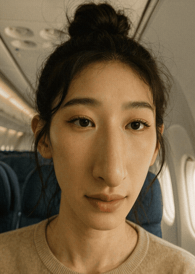 Close Up Woman Face With Bun GIF
