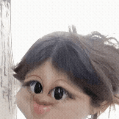 Close Up Woman Face With Cartoon Face GIF