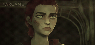 Close Up Woman Face With Words #Arcane GIF