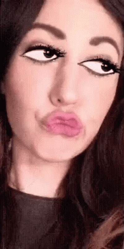 Close Up Woman Making Face With Lips GIF