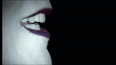 Close Up Woman Mouth Purple Lipstick White Teeth GIF