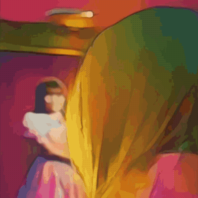 Close Up Woman's Face In Painting GIF