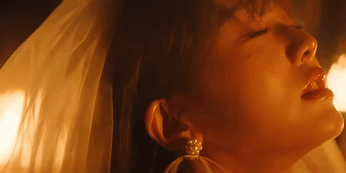 Close Up Woman With Veil And Pearl Earrings GIF