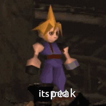 Cloud Strife From Final Fantasy Is Standing In A Dark Room GIF