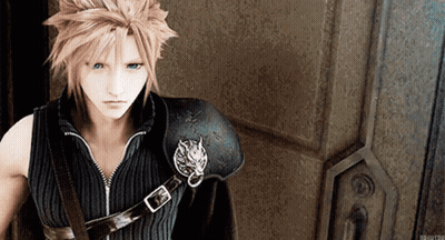 Cloud Strife From Final Fantasy Is Wearing A Black Vest GIF