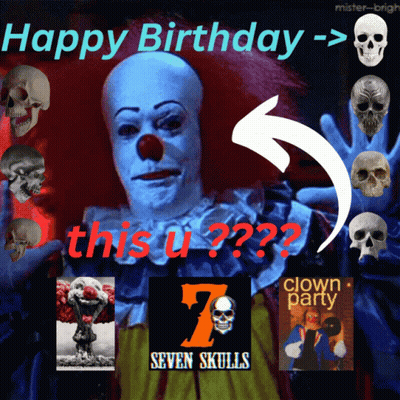 Clown And Skull Happy Birthday Poster GIF