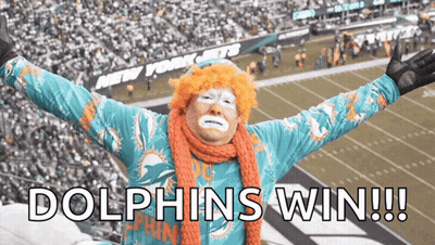 Clown Costume Man Saying Dolphins Win GIF