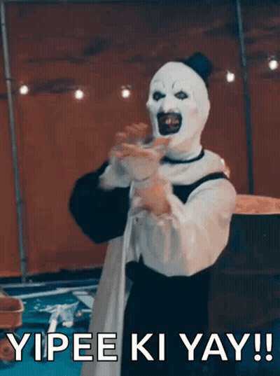 Clown Costume Saying Yipee Ki Yay GIF