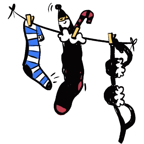 Clown Hanging Socks On Line Sticker