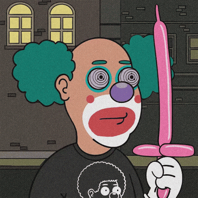 Clown Holding Pink Balloon GIF