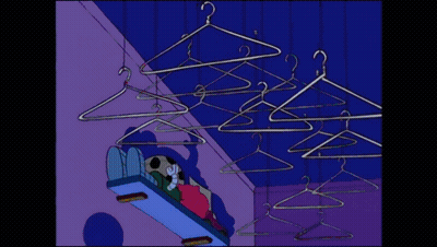Clown In Bedroom With Dog On Shelf GIF