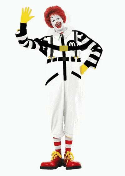 Clown In McDonald's Costume With Cross GIF
