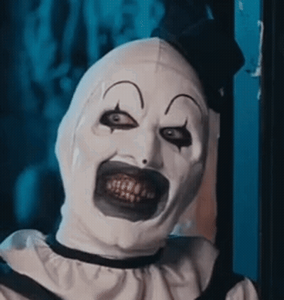 Clown In White Mask And Black Hat GIF