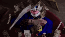Clown Makeup Poker Table Raining Dollar Money