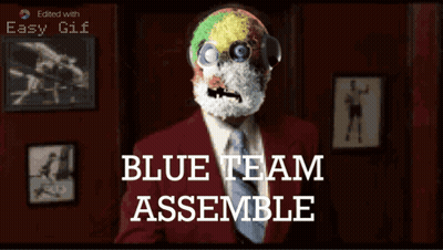 Clown Mask Man Says Blue Team Assemble GIF