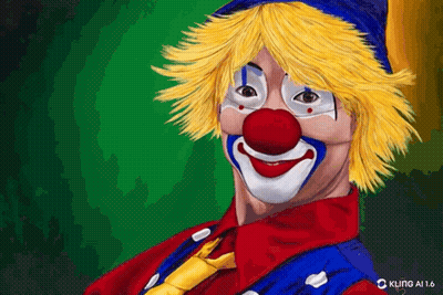Clown Painting With Kling AI 1.6 Watermark GIF