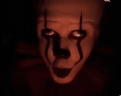 Clown's Face Close-Up With Blood GIF