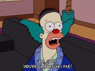 Clown Saying Oh God You're Cancelling Me GIF