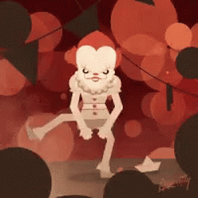 Clown Standing In Front Of Balloons GIF
