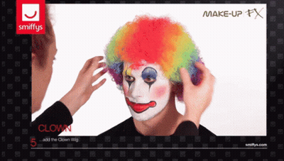 Clown Wig Added To Man's Head GIF