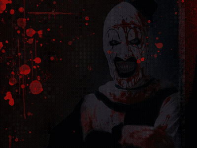 Clown With Blood On Face And Black Top Hat GIF