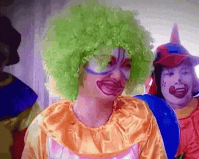 Clown With Green Wig And Glasses GIF
