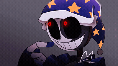 Clown With Red Eyes And Blue Star Hat GIF