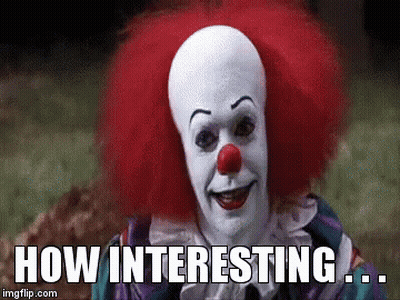 Clown With Red Hair And Red Nose Says How Interesting GIF